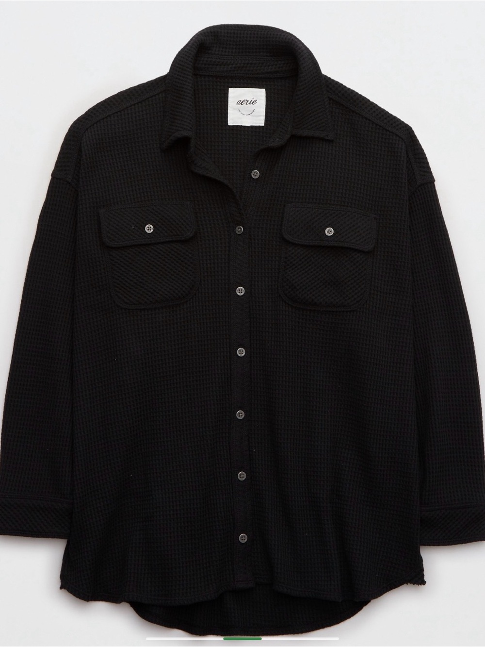 Aerie LumberJane Waffle Shirt True Black Size S - Picture 6 of 11
